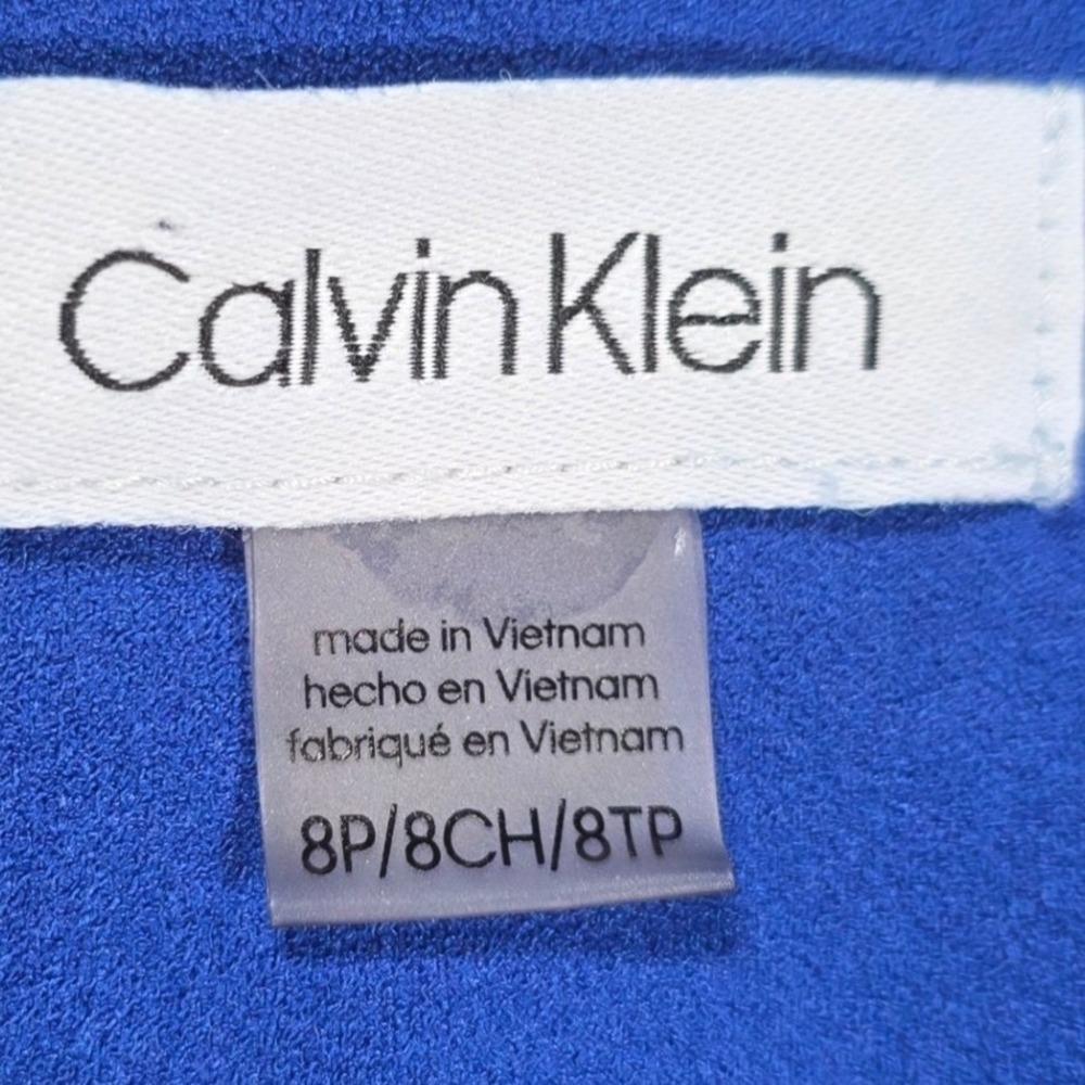 Calvin Klein Royal Blue Sunburst Pleated Sheath Dress 8P Sleeveless Boat Neck - Picture 7 of 12